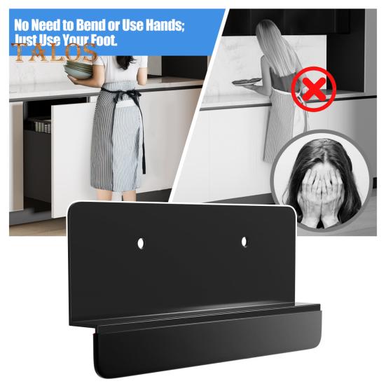 1/2Pcs Trash Cabinet Foot Handle Heavy Duty Metal Hands-free Screw Mounted Kitchen Cabinet Door Edge Trash Drawer Foot Pull Handle