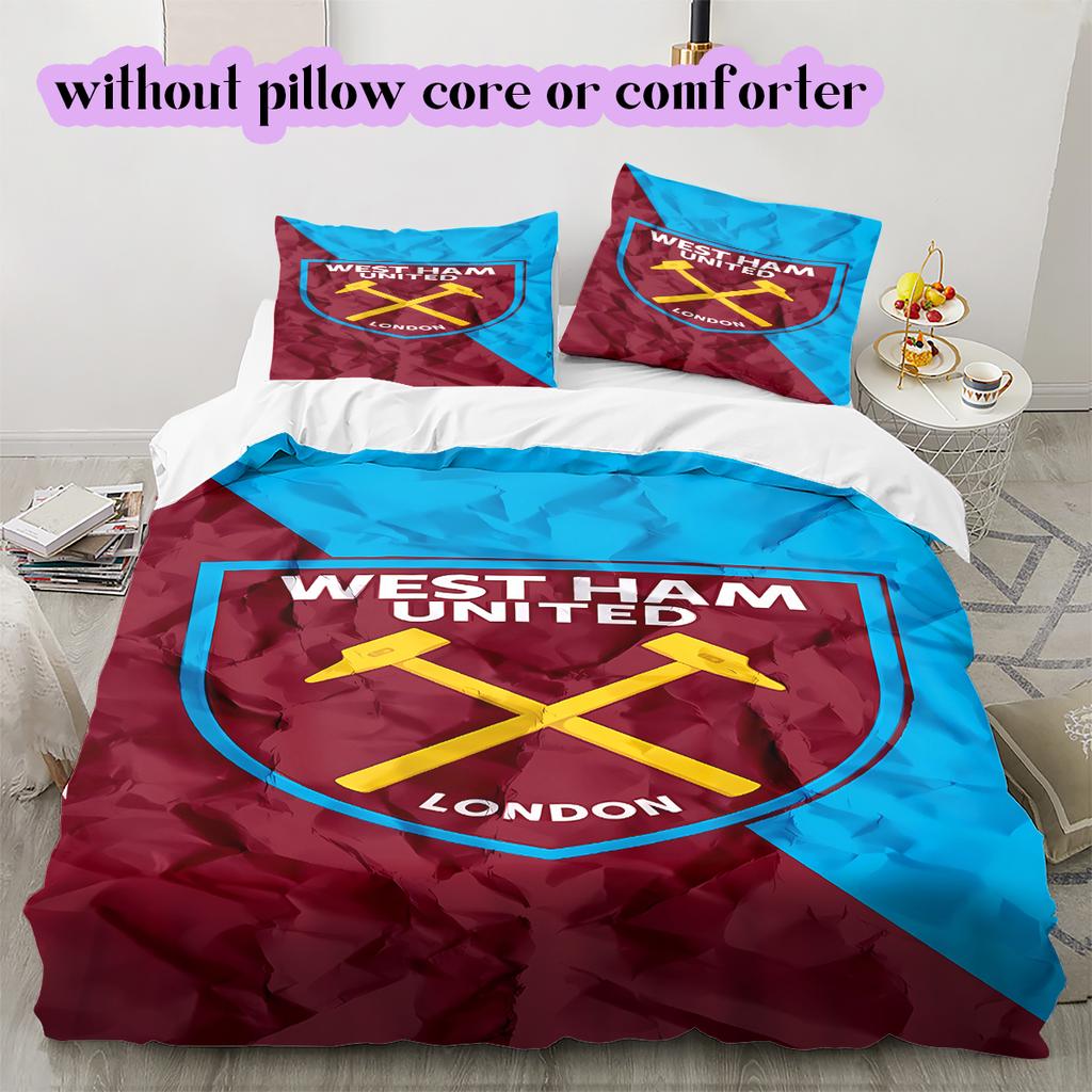 Football Red Blue Pattern Bedding Quilt Set Quilt Cover Pillowcase Home Decoration Birthday Gift (1 * duvet cover + 2 * pillowcase, without core)