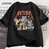 Funny Cat Autism T-shirt Men Women Short Sleeve Tshirt Unisex Streetwear Grpahic Tees Printed Male Clothes Tops