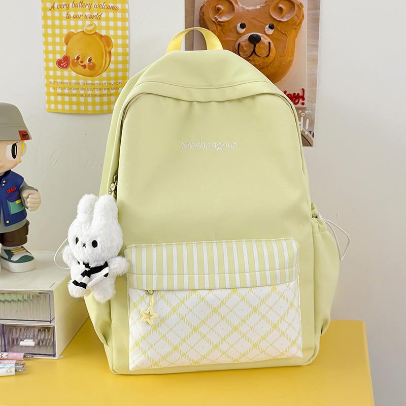 Schoolbag Milk Whirring Vitality Plaid Color Matching Fashion Primary School Students Schoolbag Female Backpack Junior High School Students