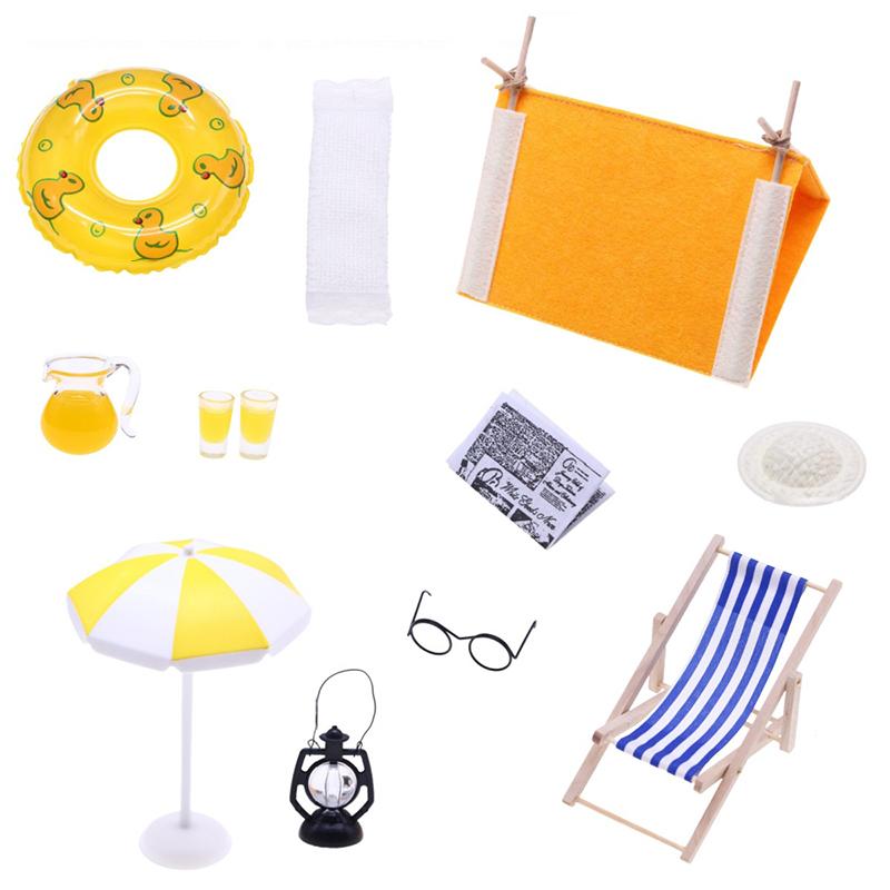 

Mini Summer Camping Tent Set Dollhouse Simulation Beach Scene Decoration For Kids Pretend Play Toys