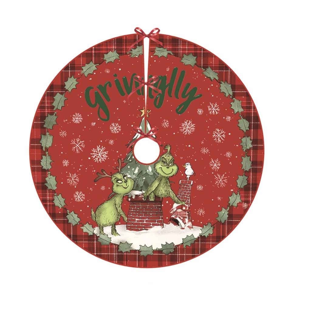 Christmas Tree Skirt New Greentown Cartoon Tree Skirt 90CM Digital Printing Christmas Creative Decoration Tree Fence