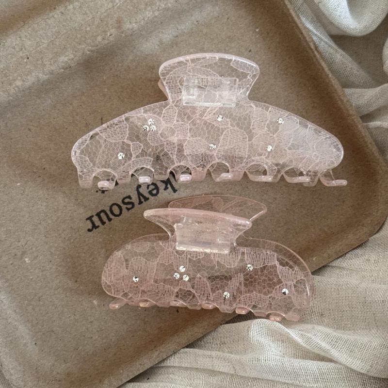 New Korean Woman Senior Lace Pattern Hair Claw Barrettes Girl Fashion Hair Clips Hair Headwear Hair Accessories Hairpins