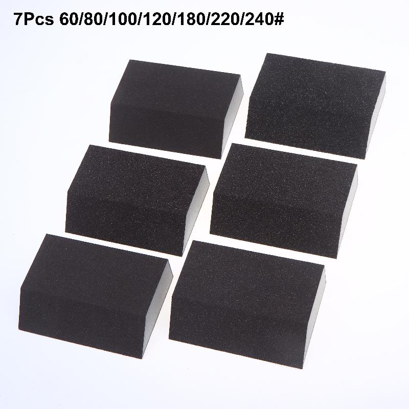 5/7 Piece Single Sandpaper Sponge Set - 60/80/100/120/180/220/240 Grit Sanding Block Combination, Washable And Reusable