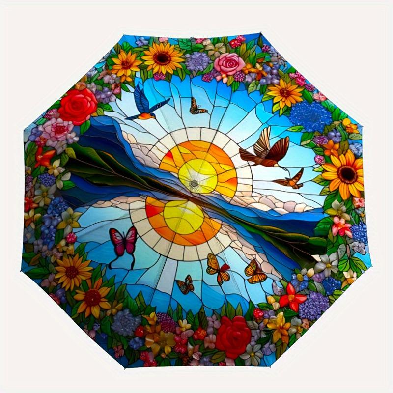 

1pc Nature Scene Artwork Automatic Open/Close Umbrella, Portable Folding umbrella for Everyday Use yy250826019