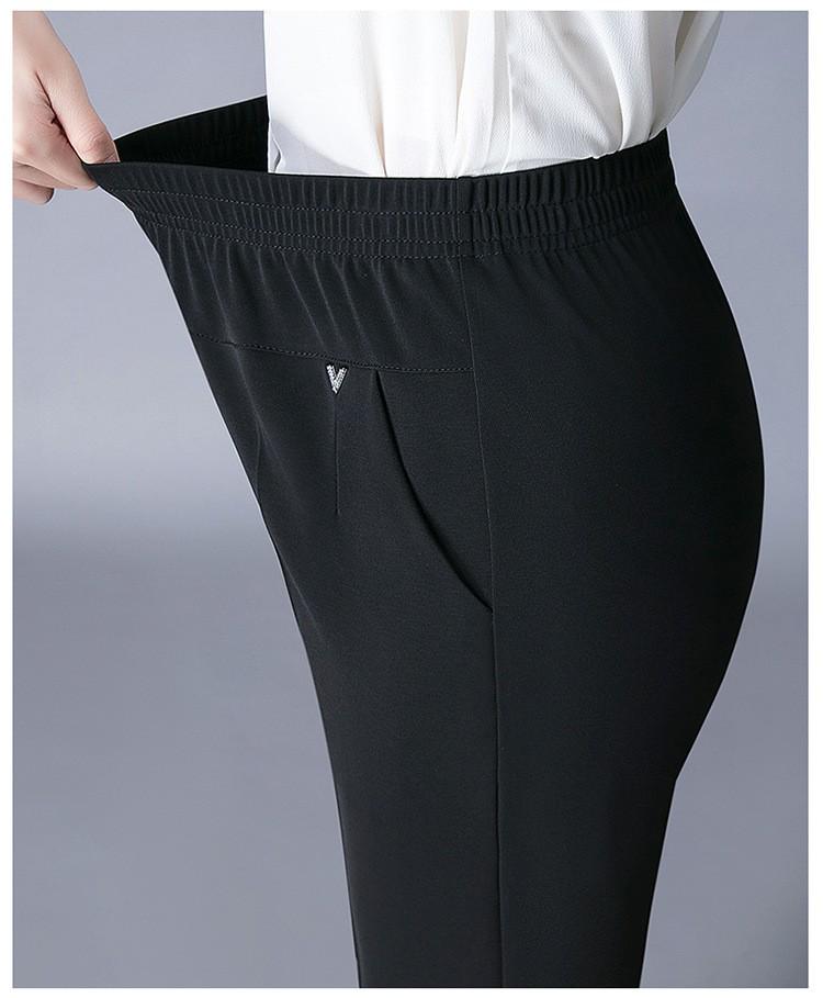 High Waist Elastic Summer Capri Pants for Middle-Aged & Elderly Women