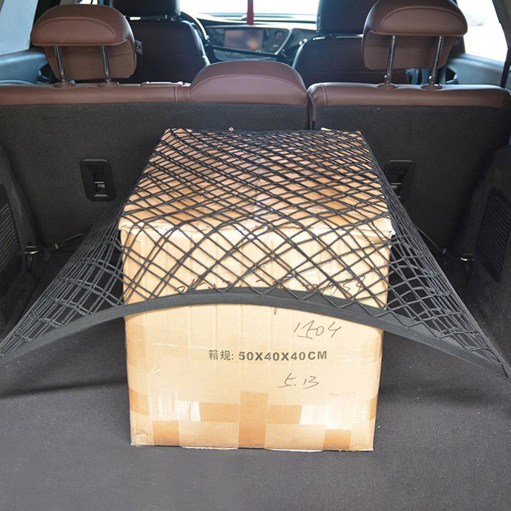Auto Rear Trunk Stretchable Cargo Net Organizer Mesh Multiple Purpose Storage Luggage Net with Hook for Vehicles Pickup