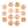 14 Pcs Milestone Cards Round Wooden for Monthly Recording Disc Door Hanger