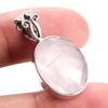 Natural Rose Quartz Gemstone 925 Solid Sterling Silver Jewelry Pendant 1.1" Y3t93