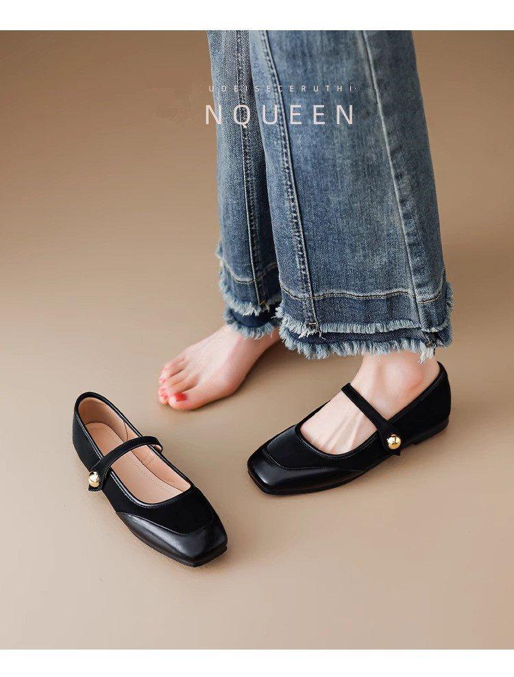 Women's 2025 Spring Red Mary Jane Flats - Versatile Evening & Skirt Match Shoes