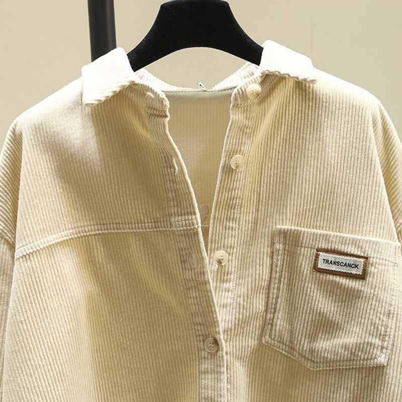 Long-sleeved Shirt Women Winter Thickened Loose Casual Medium-length Solid Color Button Cardigan Shirt