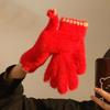 Cute Open Finger Touch Screen Plush Five Finger Gloves For Women In Winter, Warm And Thick Velvet For Cycling Students
