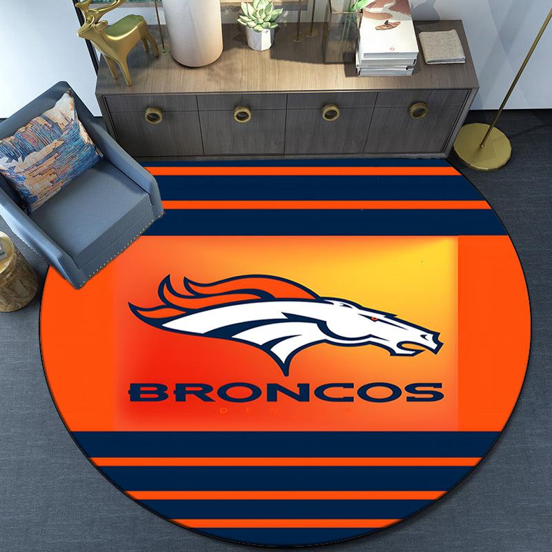 Denver Broncos Round Rug for Livingroom,Bedroom, Palyroom, Chair Rug, Area Rug, Circle Carpet, Large Size Fan Christmas Gift