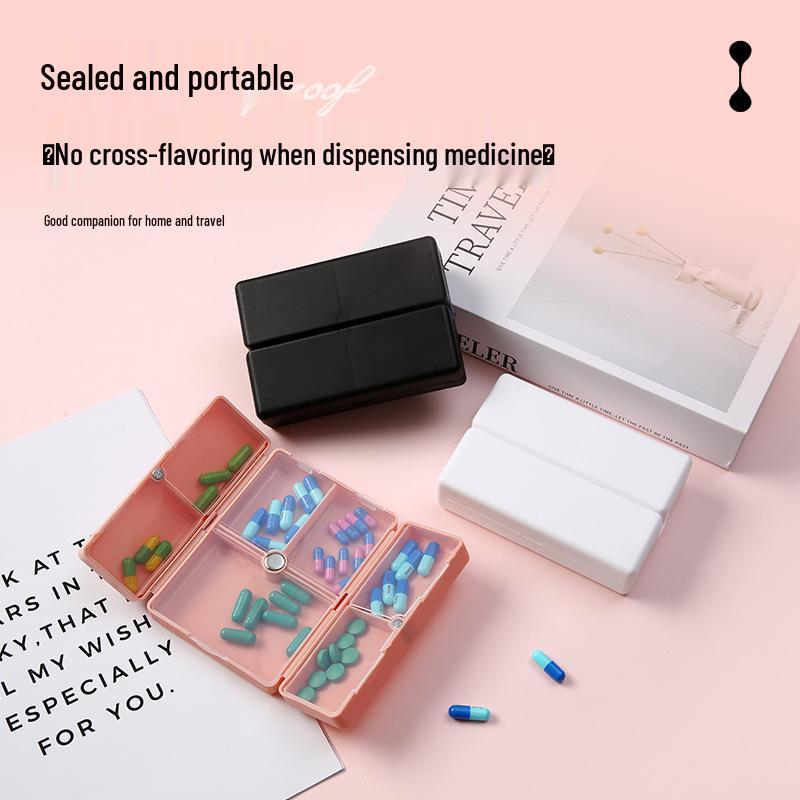 Magnetic 7-Compartment Dustproof & Moistureproof Pill Organizer with Lid