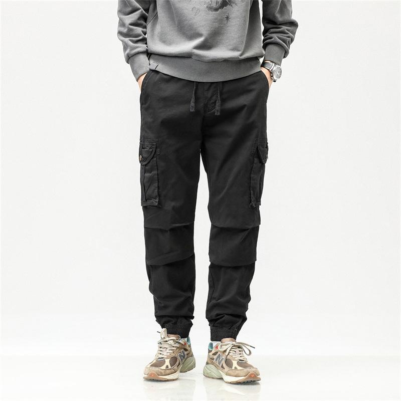 

Весенне-осенние японские ретро свободные широкие рабочие брюки для мужчин и женщин, повседневные универсальные прямые брюки на завязках S