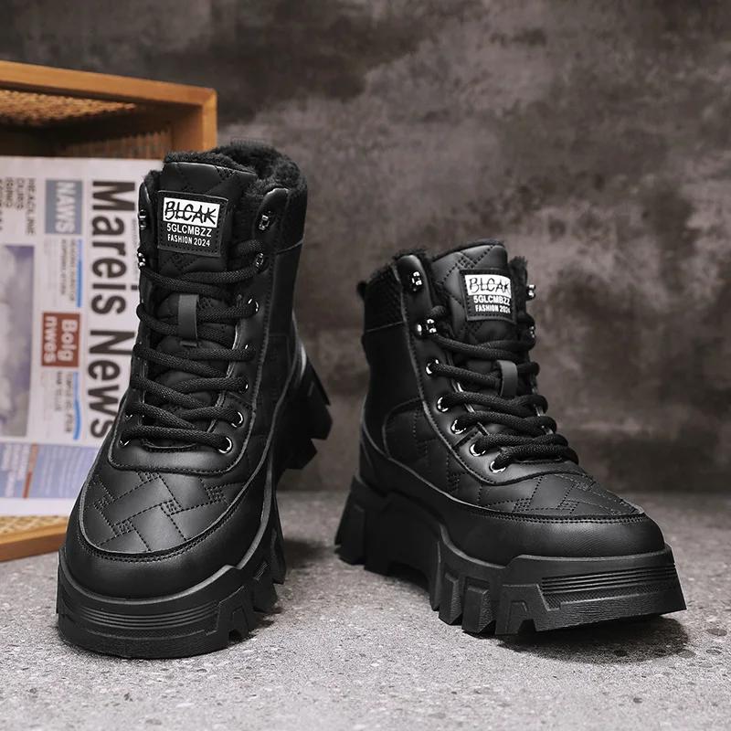 Winter Boots for Men Men's Sneakers Thick Bottom Add Velvet Soft and Comfortable Ankle Boots Non-Slip Loafers Wear-resistant New