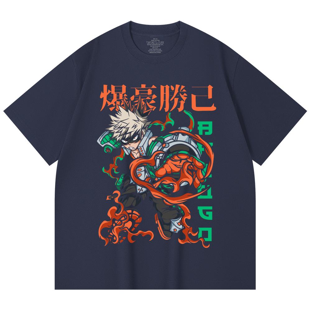 230 Gsm 100% Cotton My Hero Academia V14 Bakugo Print Unisex Heavy Cotton T Shirt