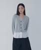 Voice Of Voices Woven Patch V-Neck Knit Cardigan _Light Gray_7156350007