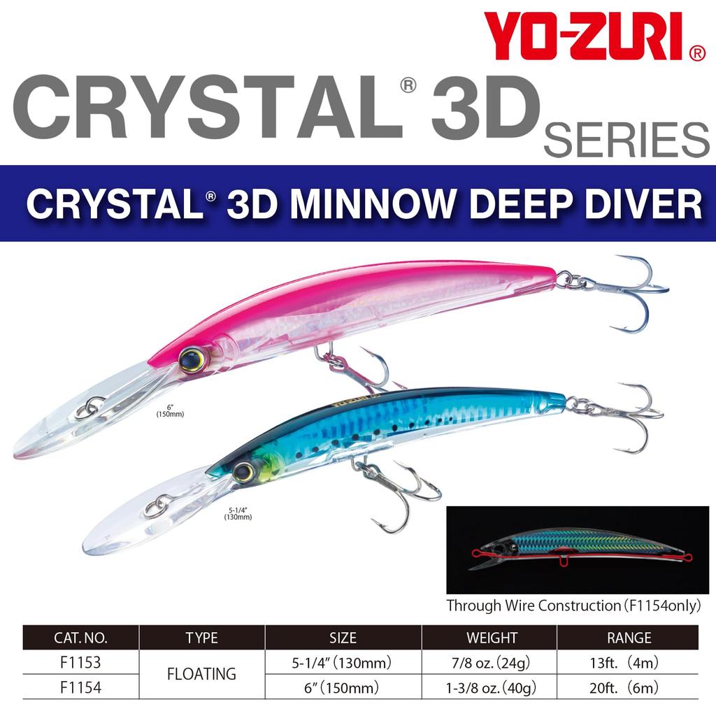 Crystal 3D Minnow Deep Diver 150mm YO-ZURI (F) F1154-GHIW (Sardine)