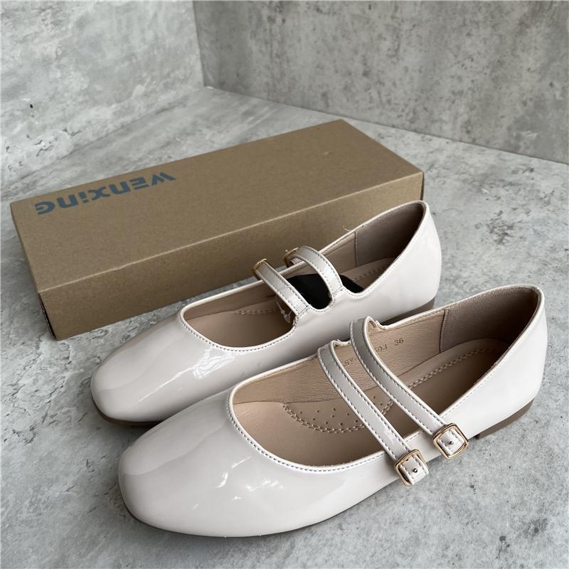Fashion Flat Shoes for Women's 2024 Spring/summer New Mary Jane Ladies Shoes Square Toe Black  Ladies Shoes  Loafers Women