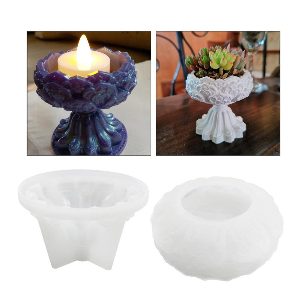 Flower Epoxy Molds for Resin Casting Lotus Tealight Candle Holder Silicone Molds Candlestick Resin Molds for DIY Ashtray
