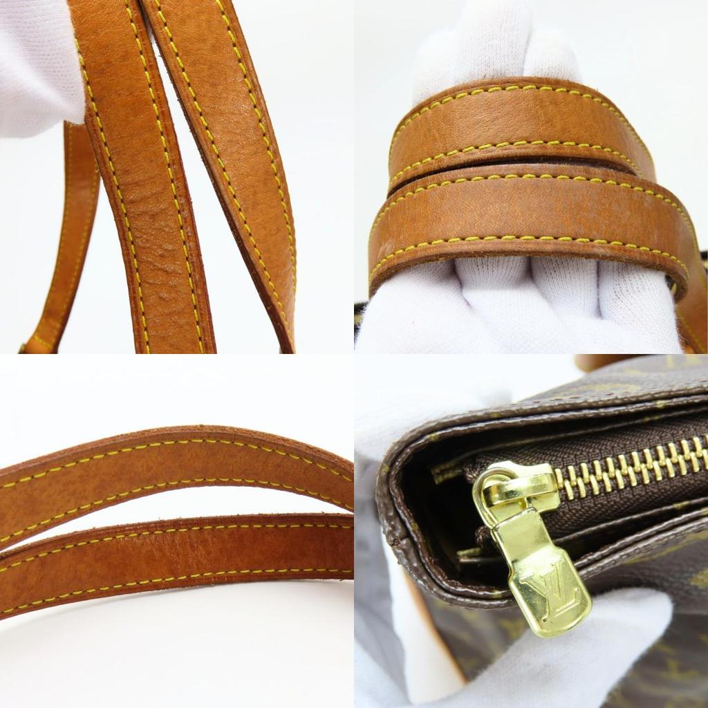 Used LOUIS VUITTON Tote Bag Cabas Mezzo M51151 Monogram/Nume Leather Brown Popular