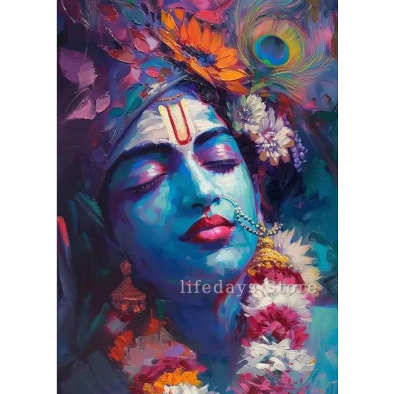 

Изысканный индийский Бог Кришна Радха холст настенное искусство индуистский Бог постеры для декора гостиной духовный домашний декор принты фото 21cm×30cm NoFrame