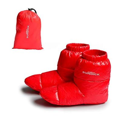 SUNDICK Down Socks for Outdoor Winter, Cold Weather Gear, Tent Shoes, and Shoes (Red, Size M)