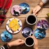 8 Pieces/set of Animal Wolf Pattern Painted Coasters Set with Holder DIY Coasters for Beginners and Adults, Art and Craft Supplies Gifts