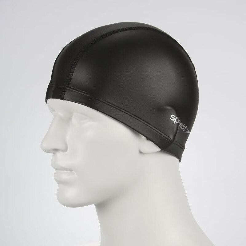 Speedo Silicone-Coated Swimming Cap with Three-Layer Fabric, Soft and Comfortable, Black