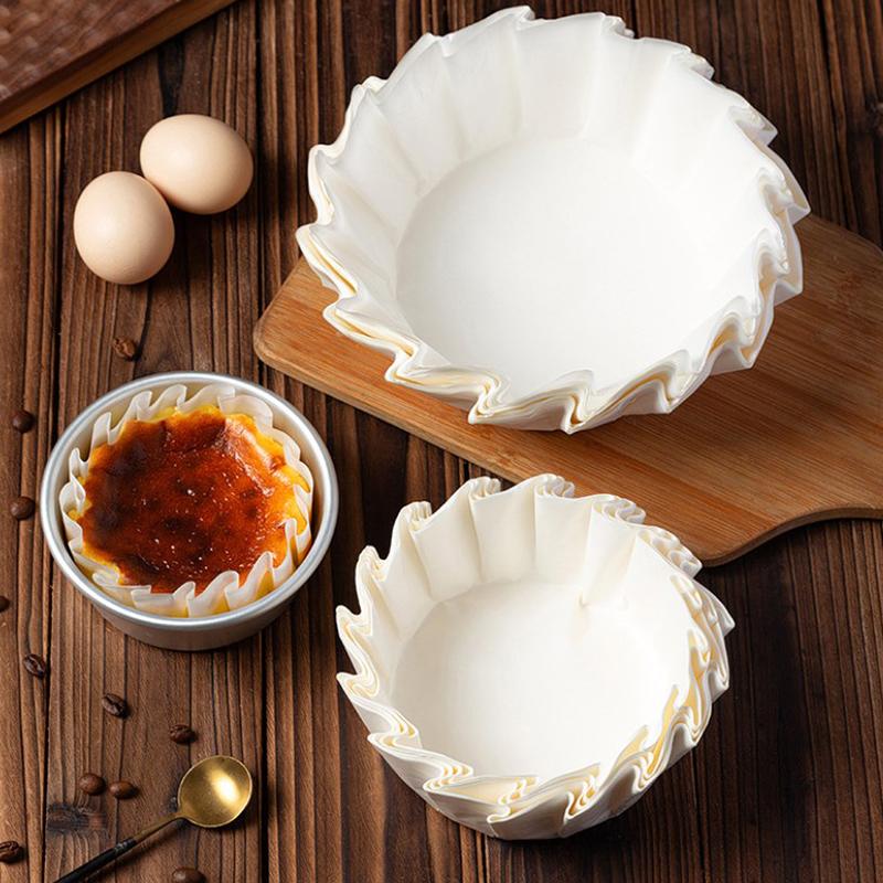 Baskisk ostekakeoljepapirbrett Sammenleggbar kakeform Engangsfrigjøringsmousse Kakepapir Bakeoljefast kantpapir