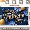 2D Navy Blue Father's Day Banner, Gold Lettering with Blue Floral Decor