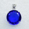 Srebro Próby 925 Wisiorek Okrągły Niebieski Topaz 95,05 Ct Kamień Szlachetny Stworzony w Laboratorium MY-395-K