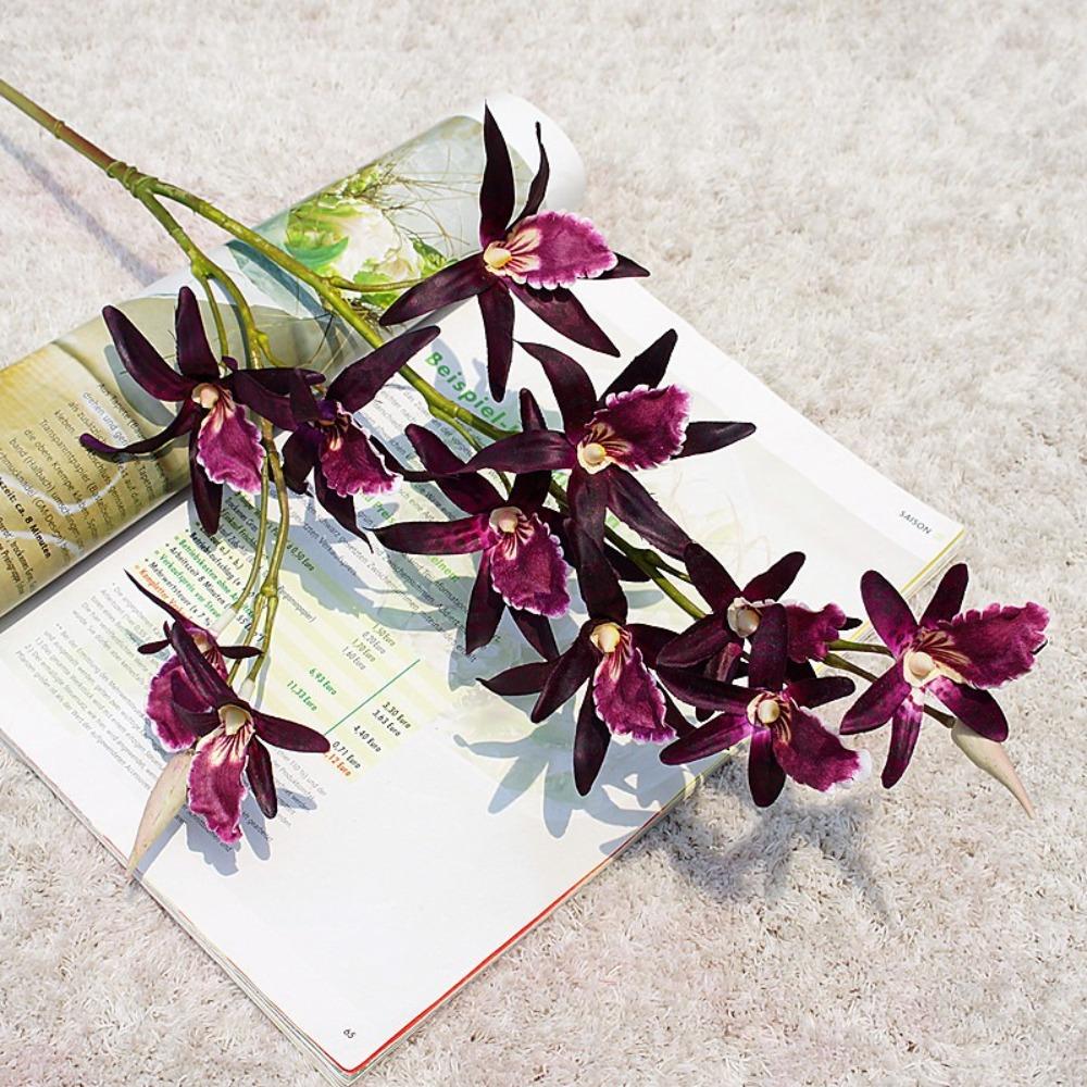 2 Fork Artificial Dendrobium Branch Realistic Handmade Simulation Orchids Exquisite Real Touch Fake Flowers