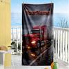 Peterbilt Schwerlastwagen Personalisierter Name Strandtuch Hohe Saugfähigkeit & Schnelltrocknend Geeignet für Schwimmen, Fitnessstudio, Camping, Yoga, Urlaub