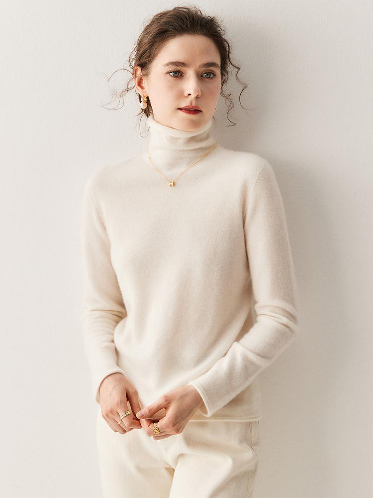 Women's New Style Cashmere High Neck Knit Top - Soft, Comfortable, Loose Fit Inner Layer Sweater for Autumn/Winter.