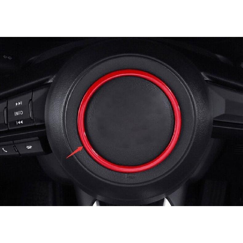 For Mazda CX-5 2017-2024 Bright Red Steering Wheel Horn Button Ring Trim 1PCS