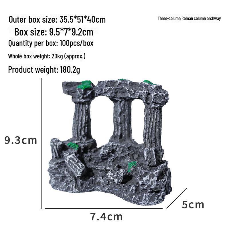 

Римская колонна из смолы для декора аквариума: Пейзаж с двойными колоннами и мхом