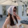 Breathable Flower Printed Headscarf Sweat-absorption Square Hijab Scarf Spring Silk Scarf  Gift