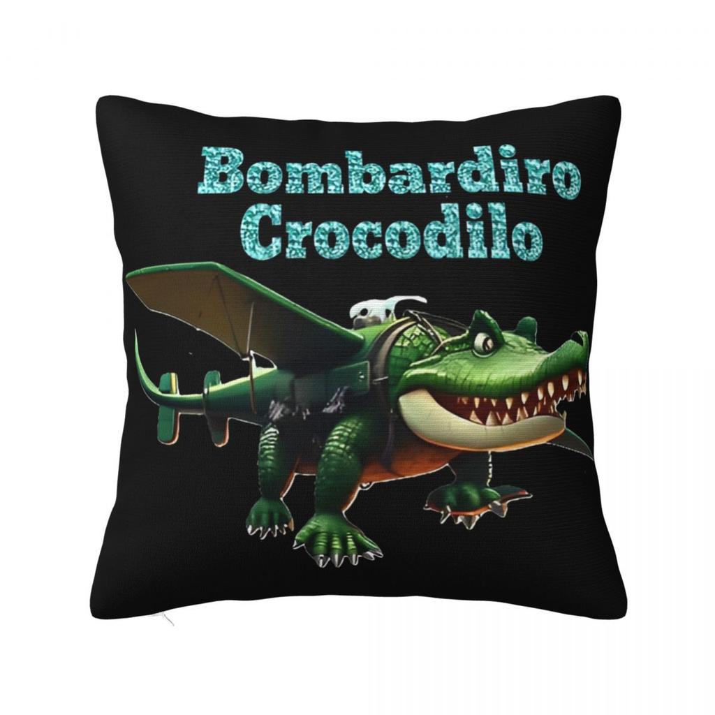 Meme Brainrot Bombardino Crocodilo Poszewka na poduszkę Pokrowiec na poduszkę Kreatywny Zamek Błyskawiczny Poszewka na poduszkę do rzucania Pokrowiec na siedzisko 45x45cm