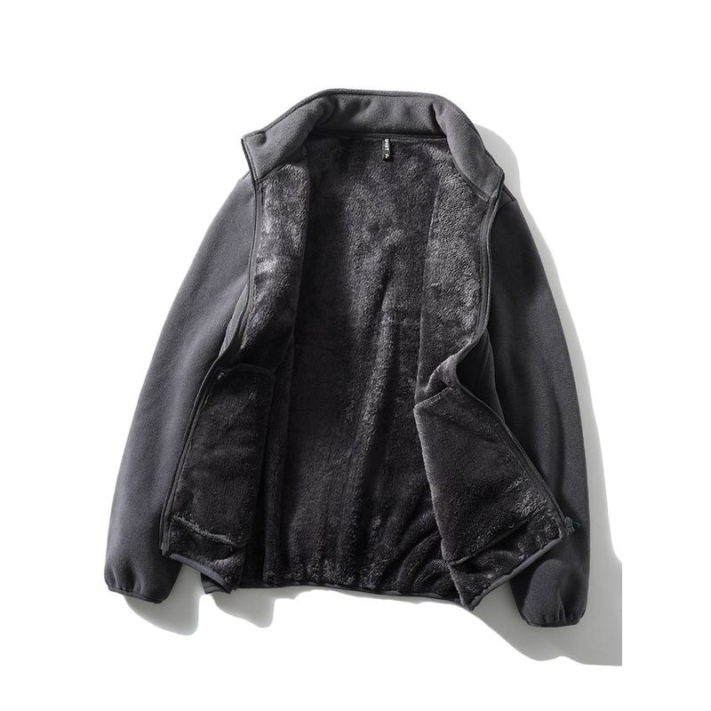 Outdoor Fleece Jacket for Men, Winter Thickened Fleece-Lined Stand Collar Fleece Coat, Foreign Trade Men's Lamb Fleece Sweatshirt