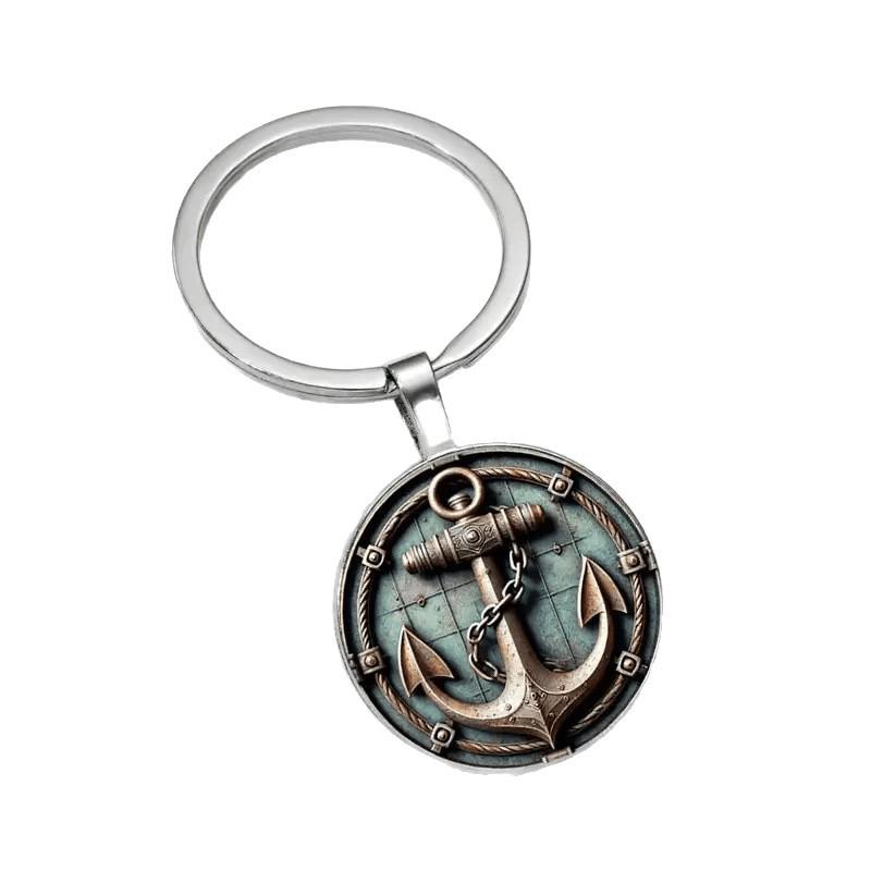 Retro Anchor Time Gem Keychain – European & American Fashion Alloy Pendant for Bags & Cars