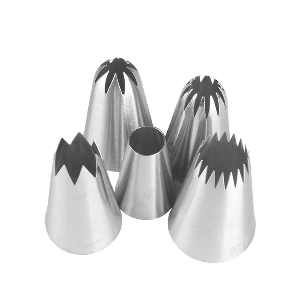 

5 Pieces Of Large Metal Cake Cream Decoration Set Pastry Tools Stainless Steel Freezing Nozzle Paper Cup Cake Decoration