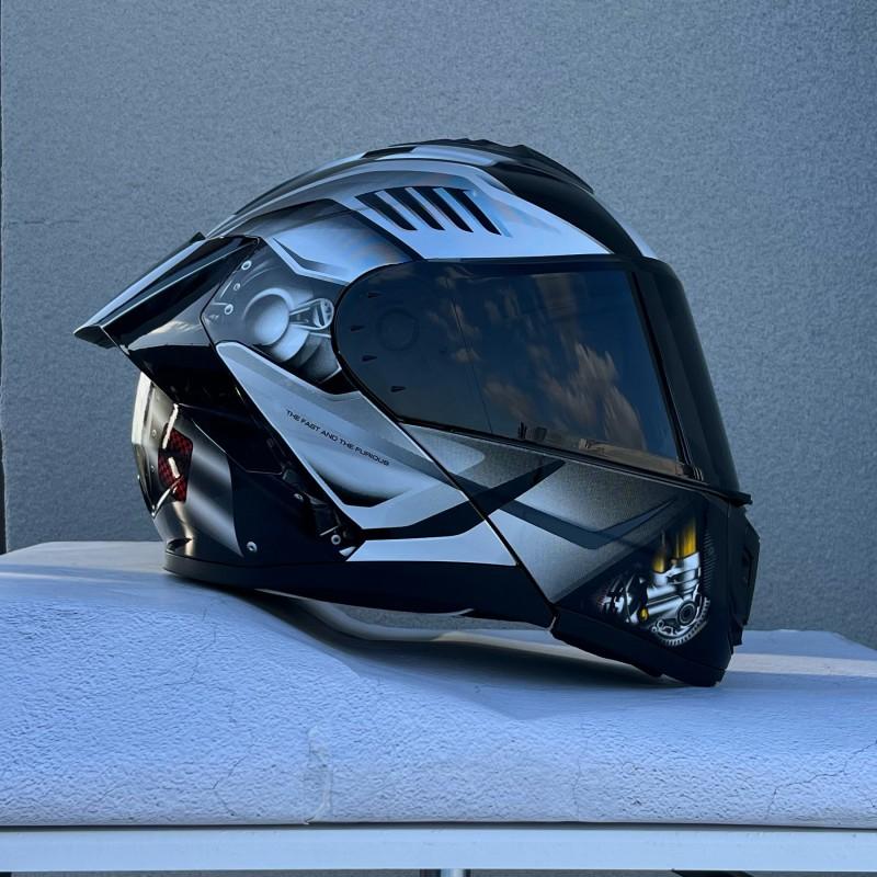 Flip-Up Motorcycle Helmet With Dual Visors ABS Full Face Men Women Scooter Riders