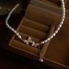 Fashion Women Vintage Butterfly Pearl Necklace Women's Pendant Collar Chain Neckchain Party Accessories