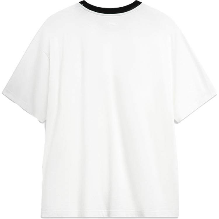 Li Ning Letter Stripe Print Loose Comfortable Casual Short Sleeve T-Shirt Unisex Tops White AHSU657-1(TEAM702-3.4.3)