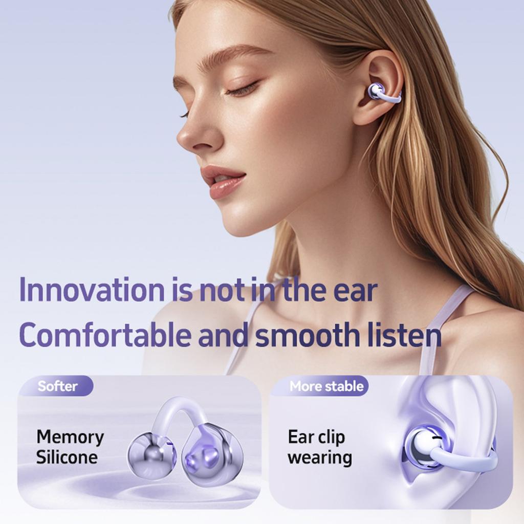 Wireless Bluetooth Translation Headset Ear Clip Type Ultra Long Life Conduction Sports Noise Reduction Bluetooth 5.4 Charging Type-C IPX5 Waterproof