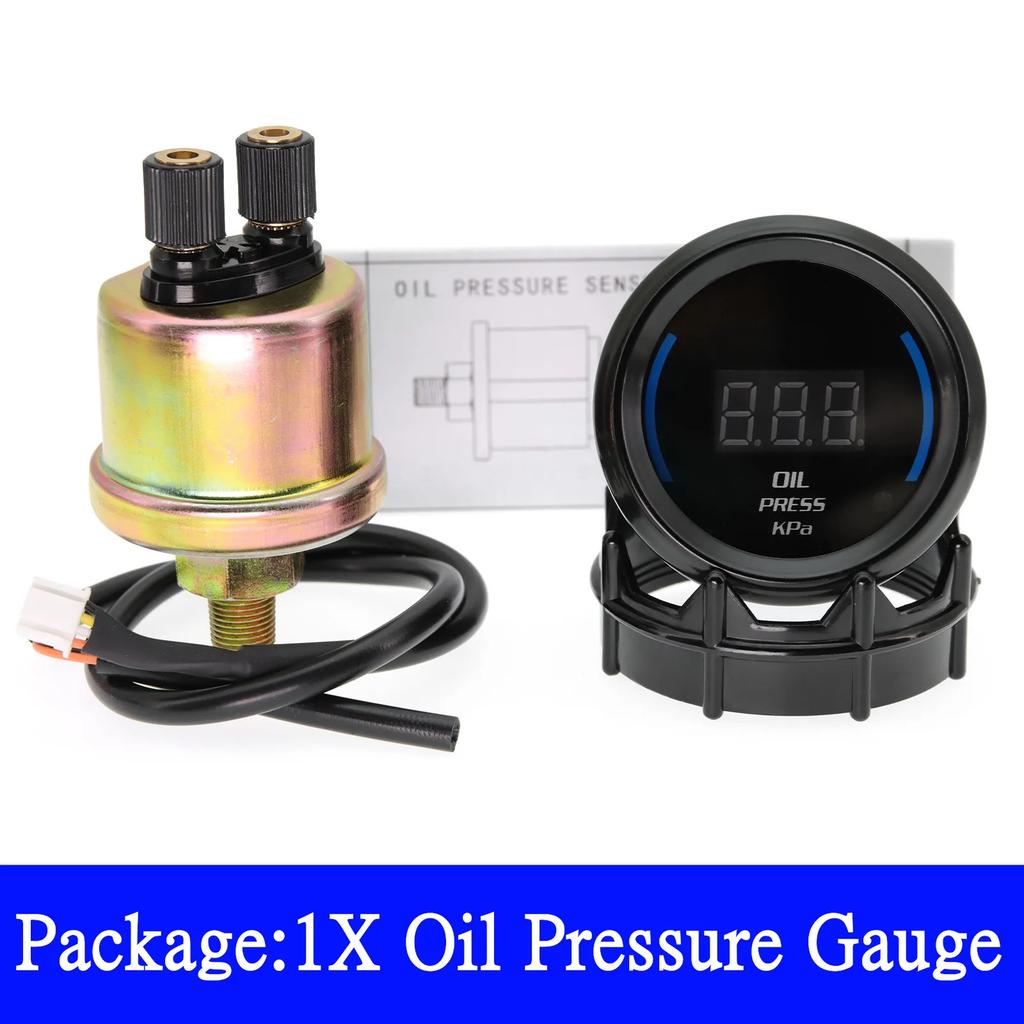 HD 2" 52mm Car Digital Turbo Boost Gauge Water Temp Oil Temp Oil Pressure Gauge Voltmeter EXT Temperature Tachometer RPM gauge