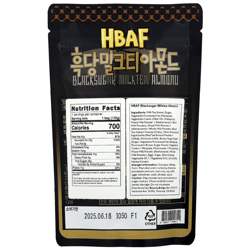 HBAF, Brown Sugar Milk Tea Almond, 120g