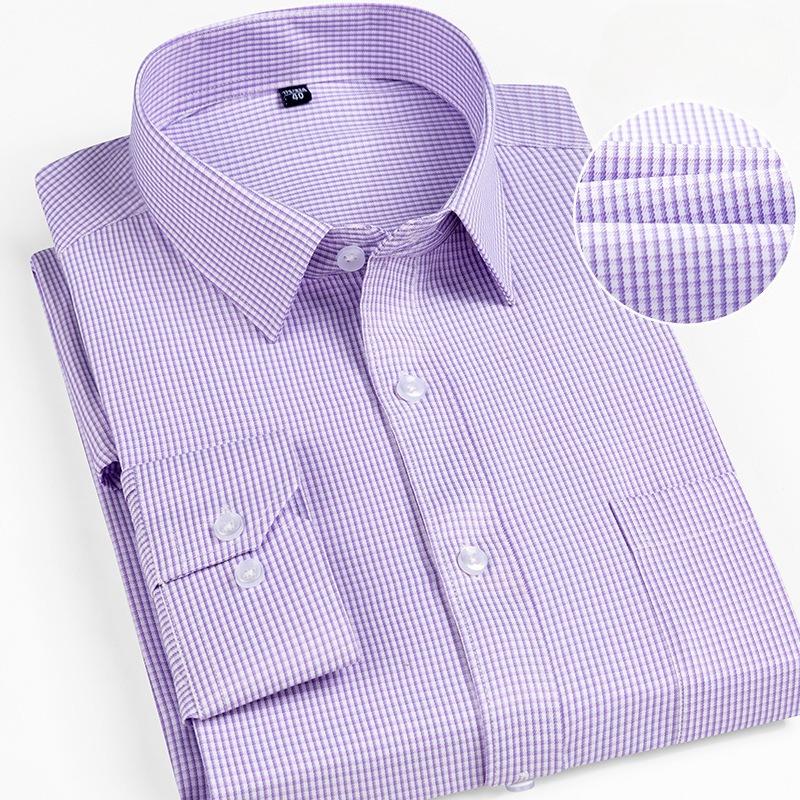 Men Formal Shirt Long Sleeve Office Solid Color Striped Business Social Men's Long Sleeved Shirt Work White Shirt Men Clothing